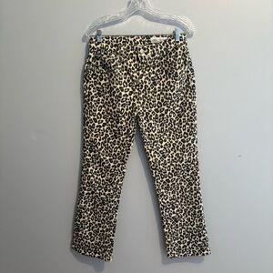 Zara Women's Size 6 Leopard Print Bootcut High Rise Jeans Animal Print Cropped